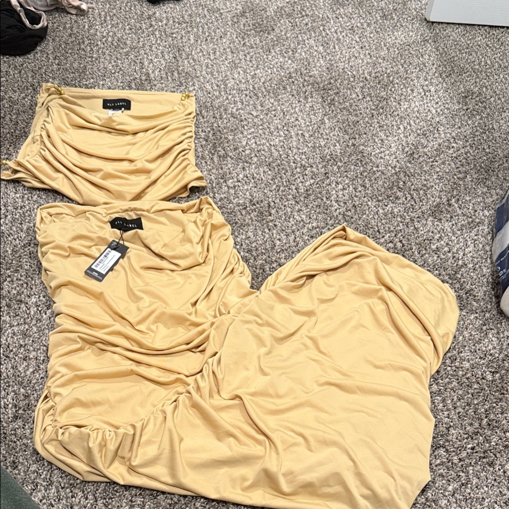 PrettyLittleThing Yellow Ruched Dress